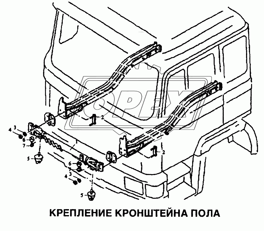 Крепление кронштейна пола