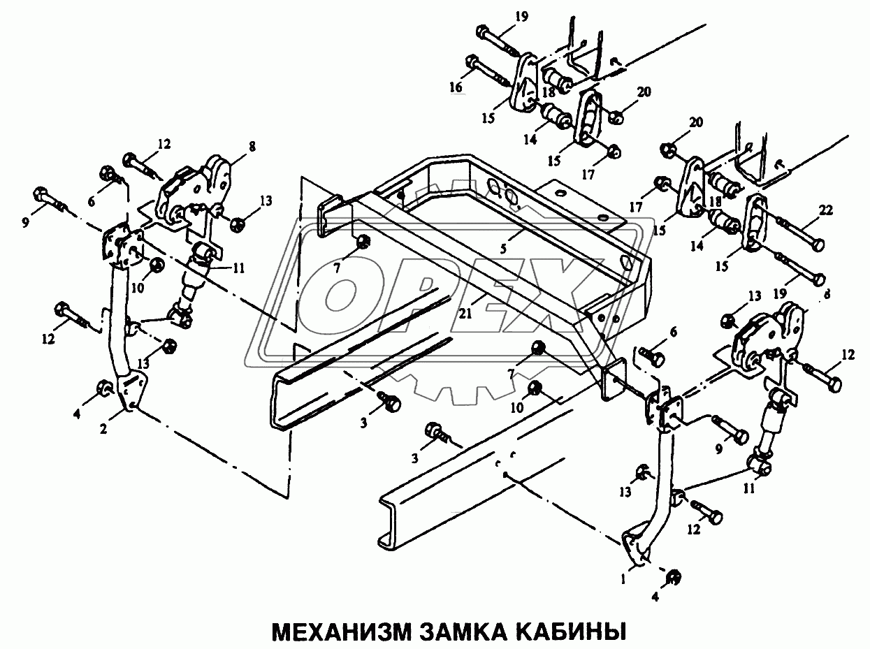 Механизм замка кабины