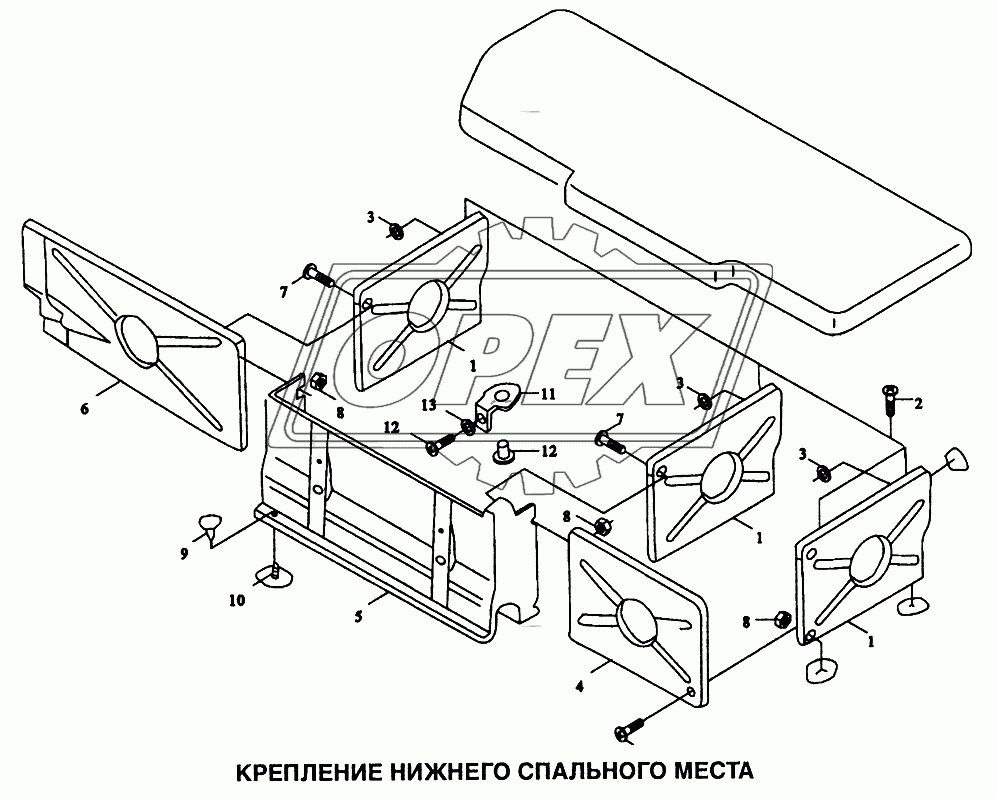Крепление нижнего спального места