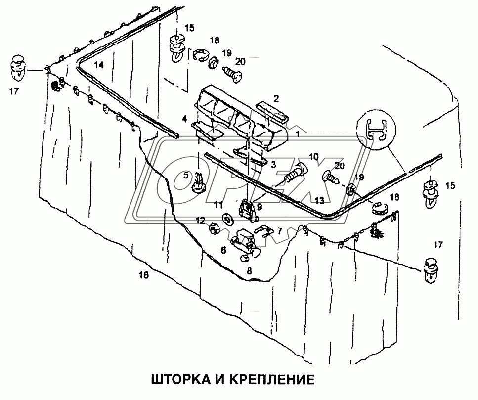 Шторка и крепление