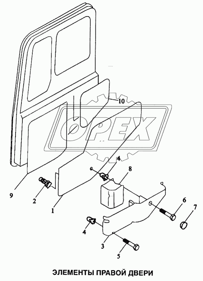 Элементы правой двери