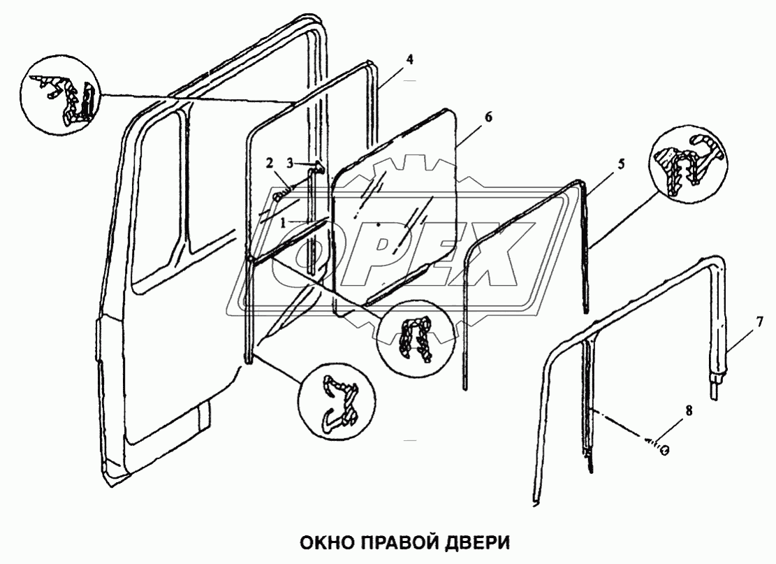 Окно правой двери