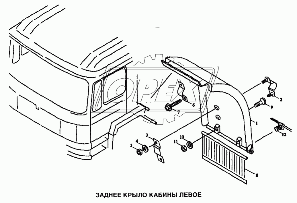 Крыло заднее кабины левое