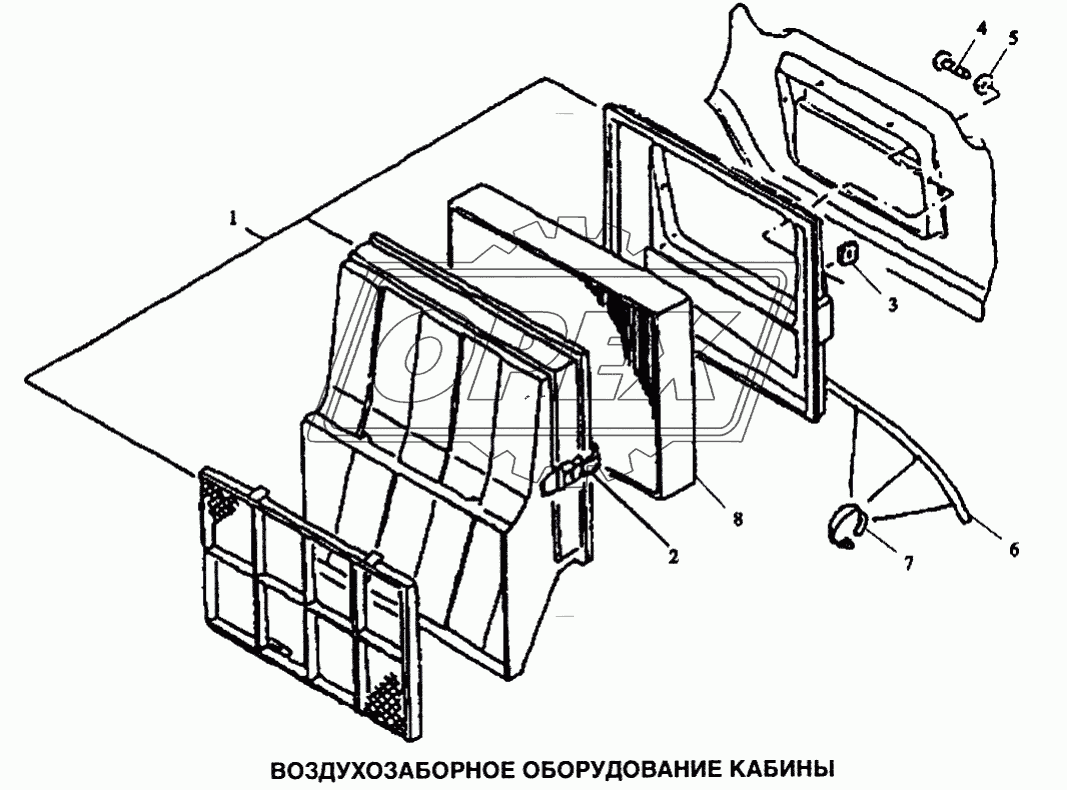 Оборудование кабины воздухозаборное