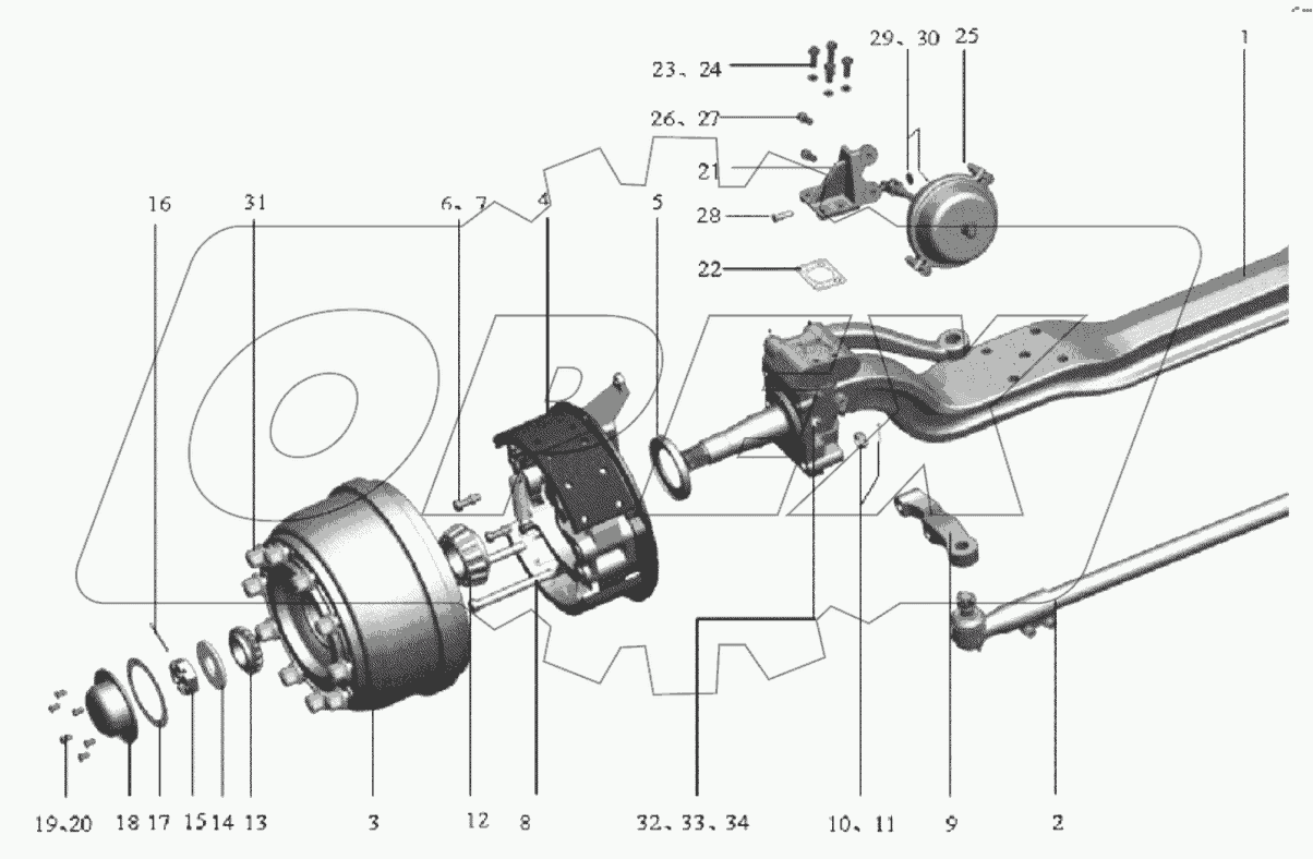  Группа передней оси;Front axle group