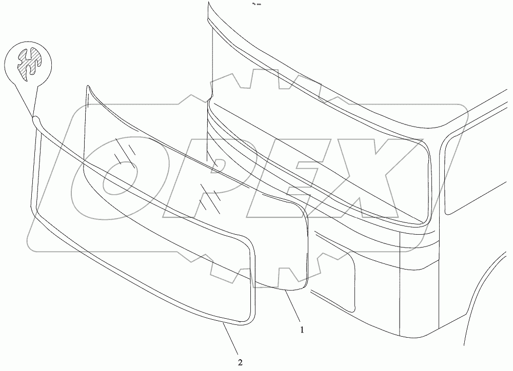  Front windshield glass assembly