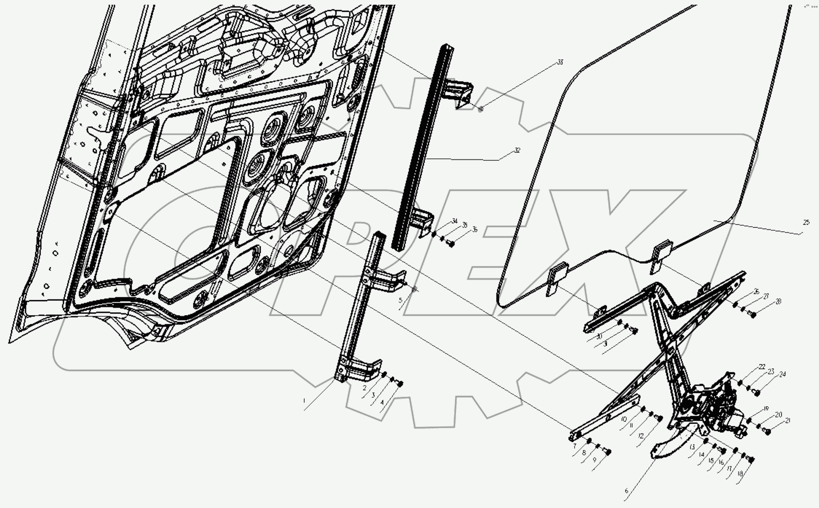  LEFT DOOR WINDOW LIFTER ASSEMBLY