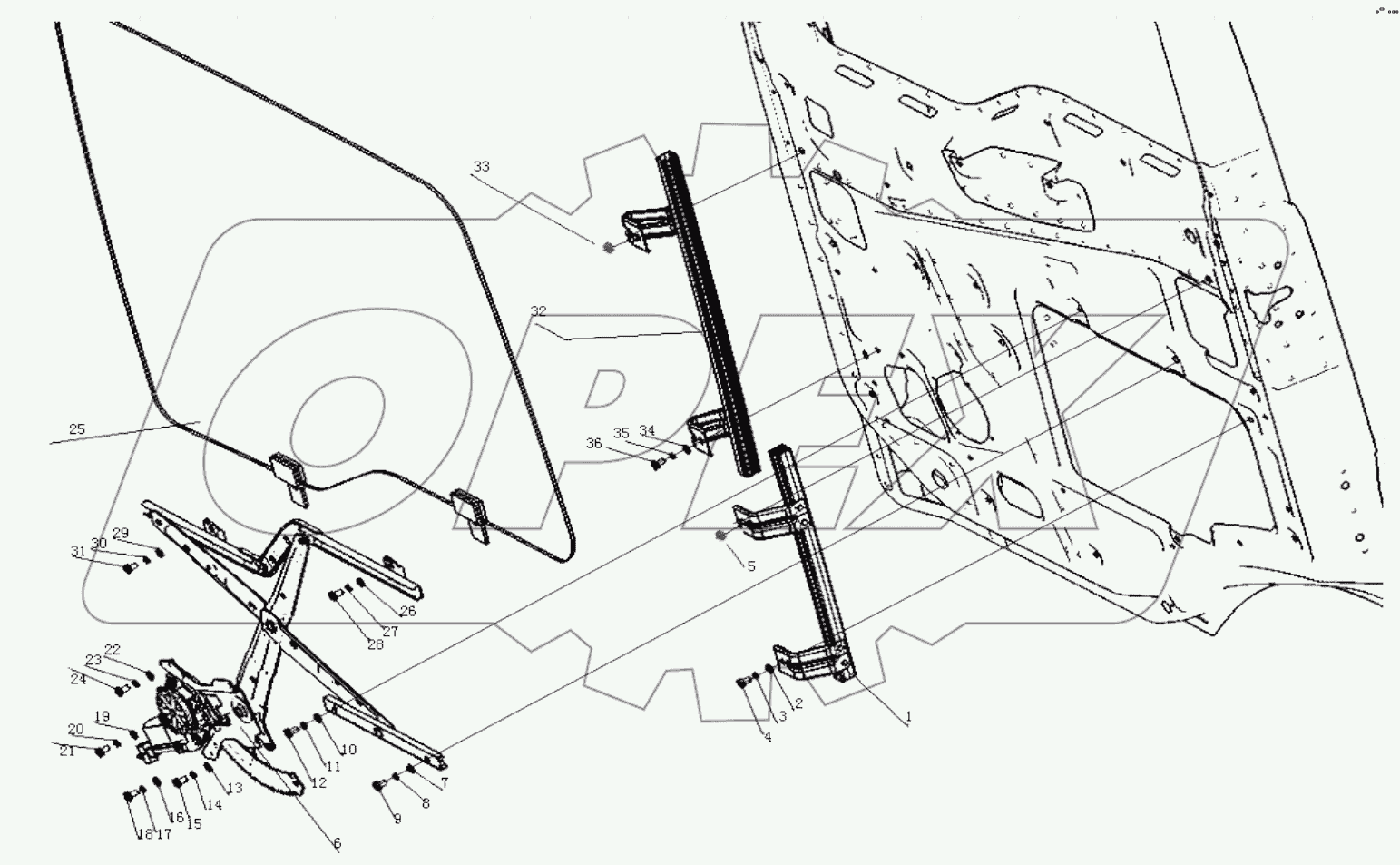  RIGHT DOOR WINDOW LIFTER ASSEMBLY