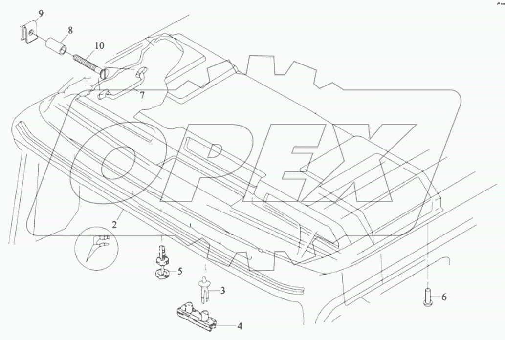  HEADLINING WITH MOUNTING AND GRAB HANDLE
