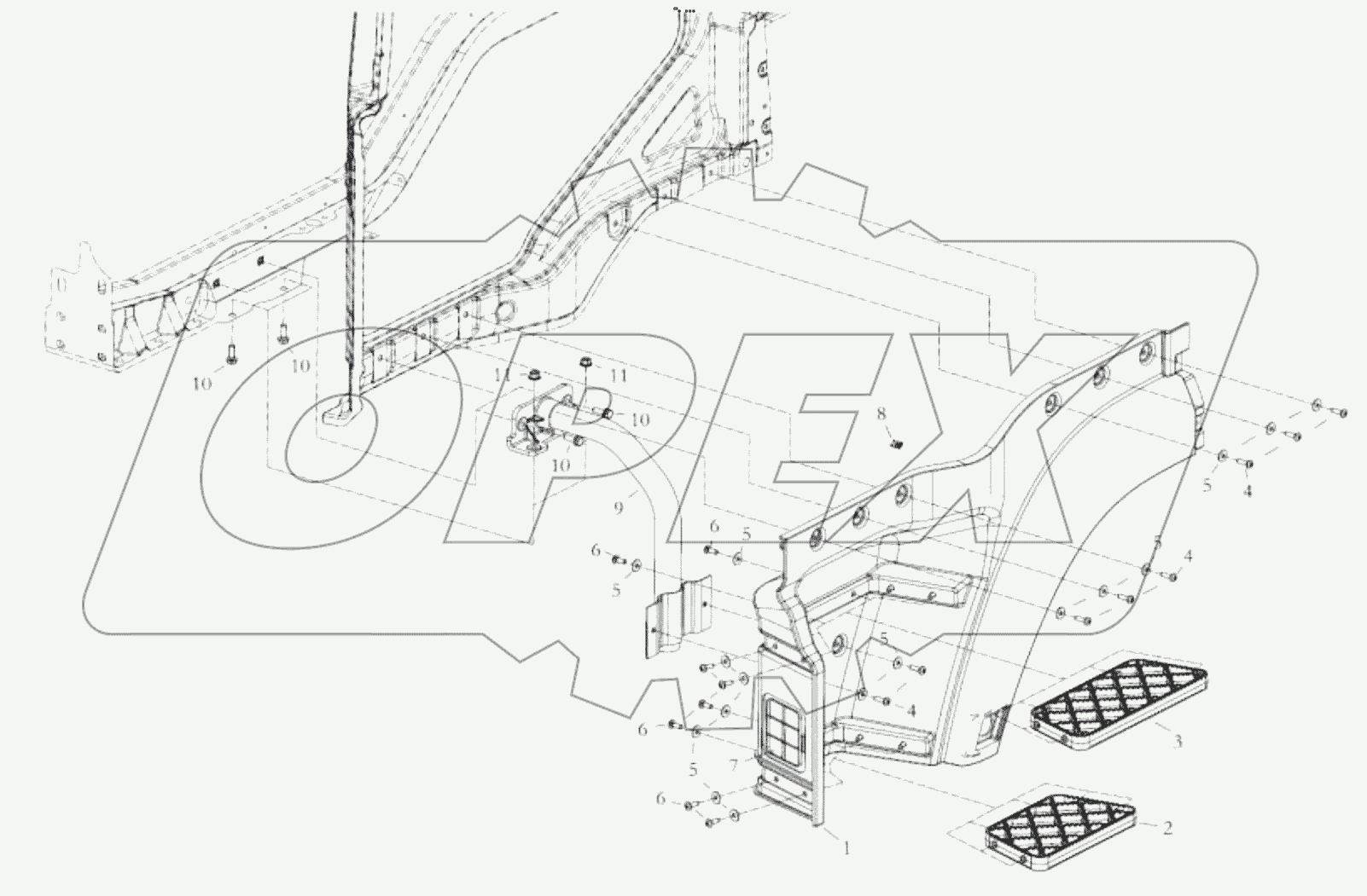  LEFT FOOT PANEL FOR CAB