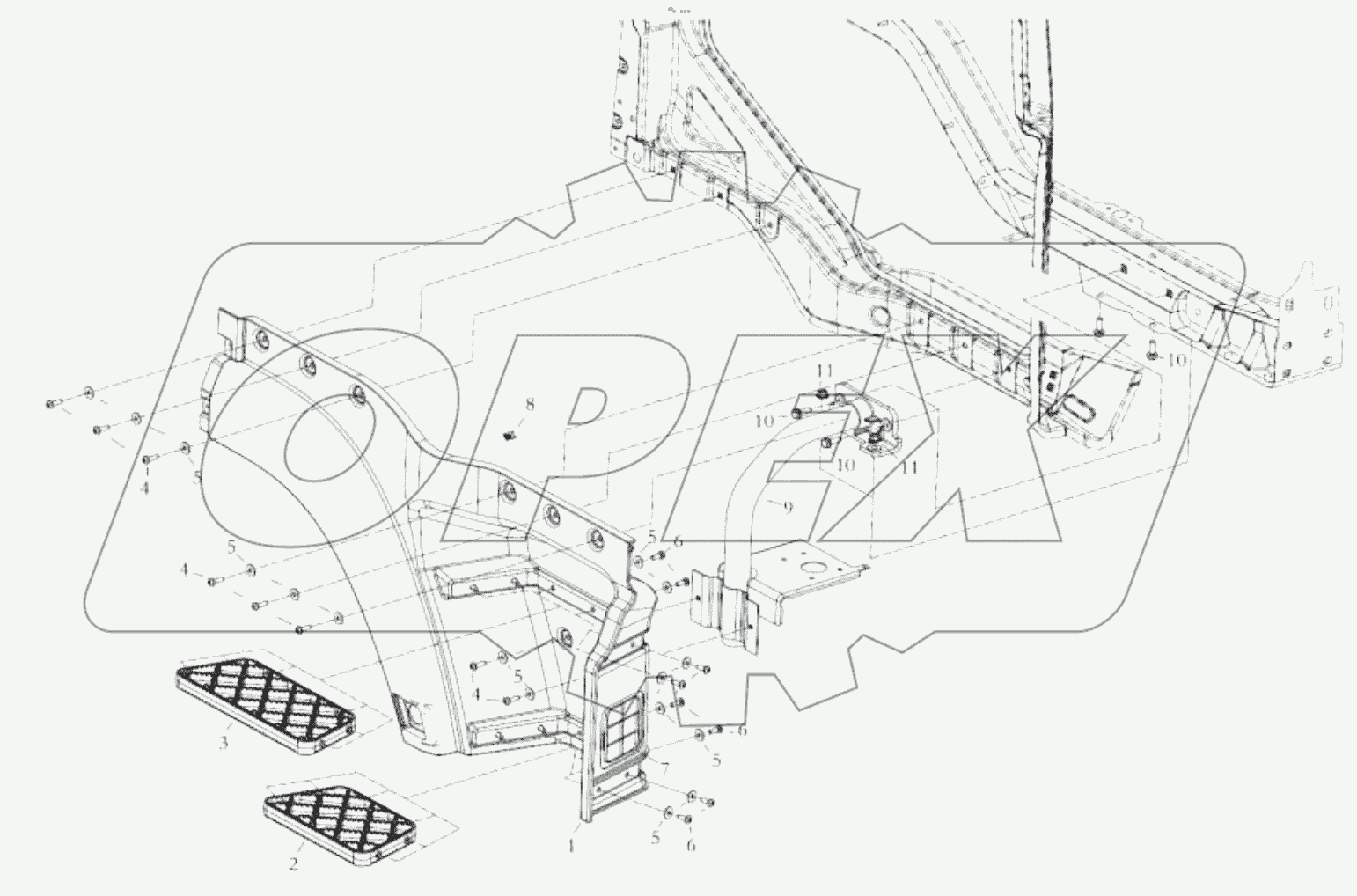  RIGHT FOOT PANEL FOR CAB