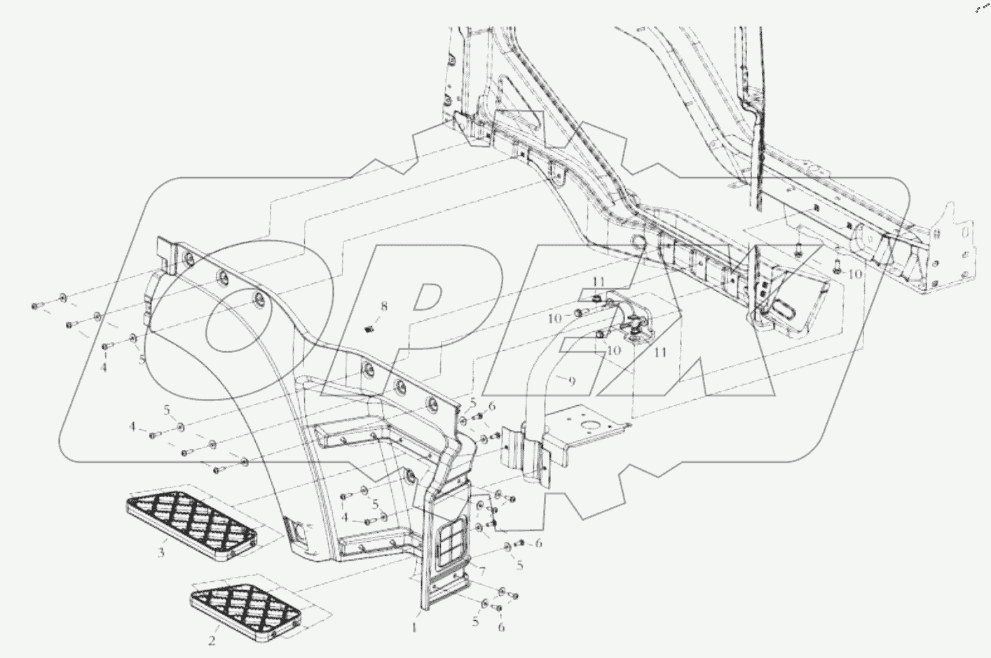  RIGHT FOOT PANEL FOR CAB