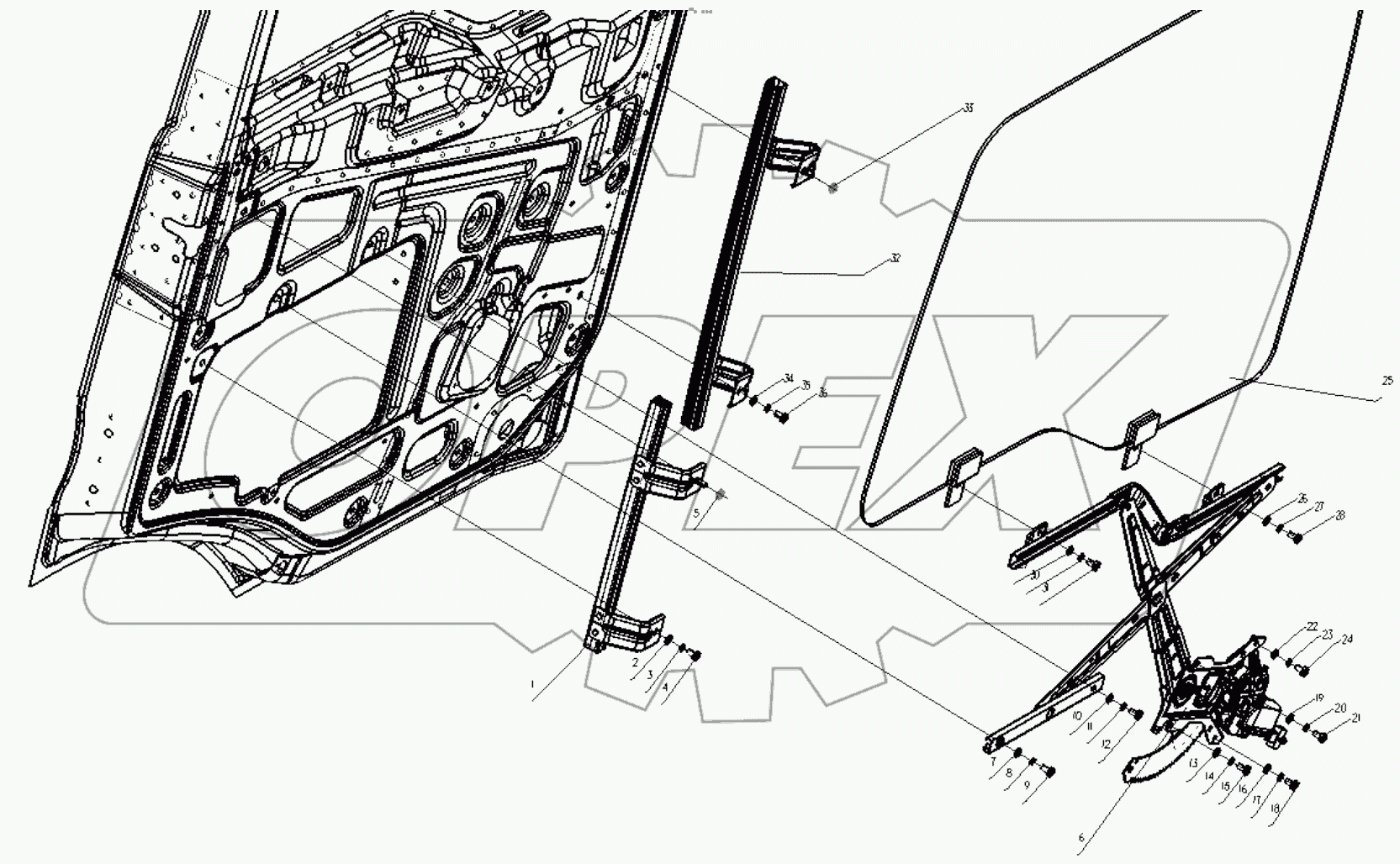  LEFT DOOR WINDOW LIFTER ASSEMBLY