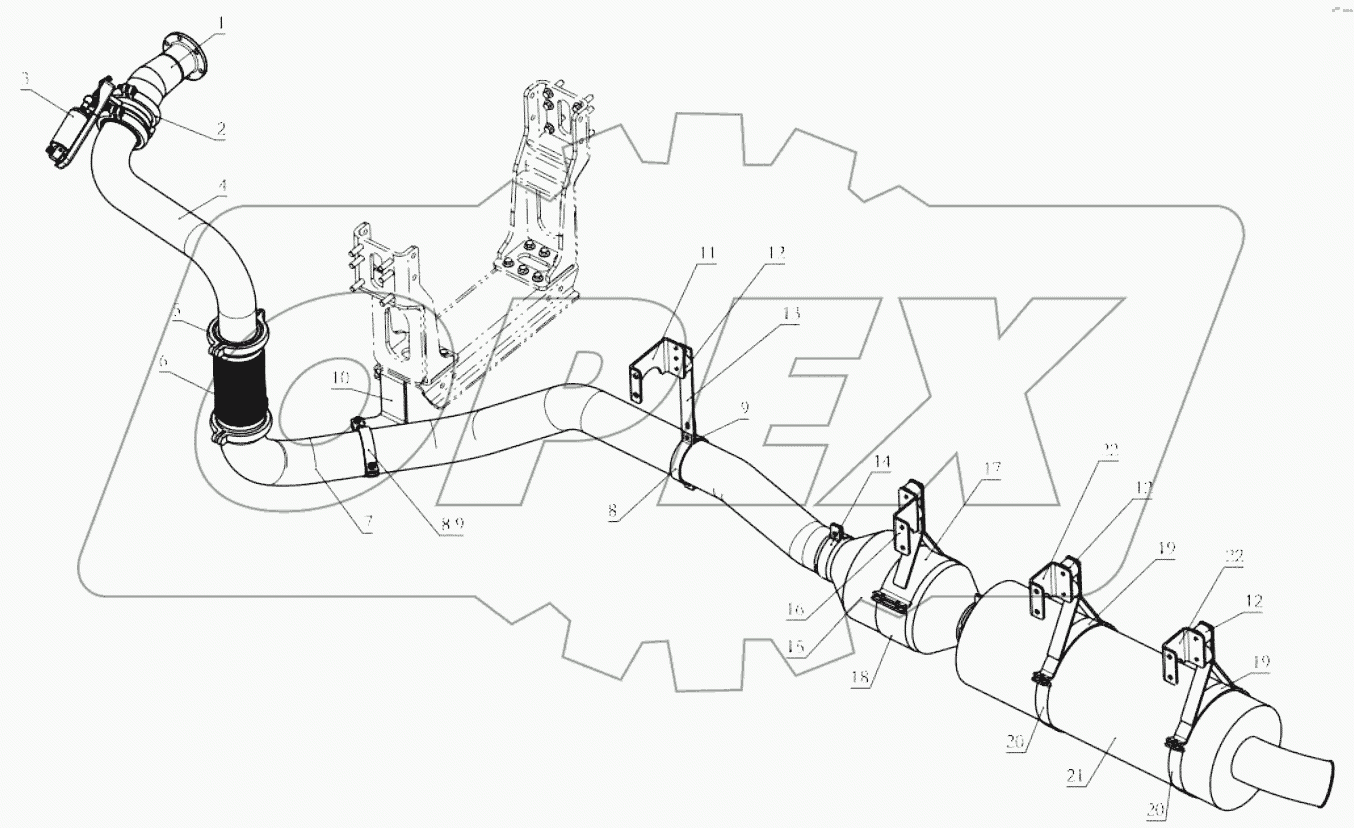  EXHAUST SYSTEM / F3000 / 8x4 / PTO