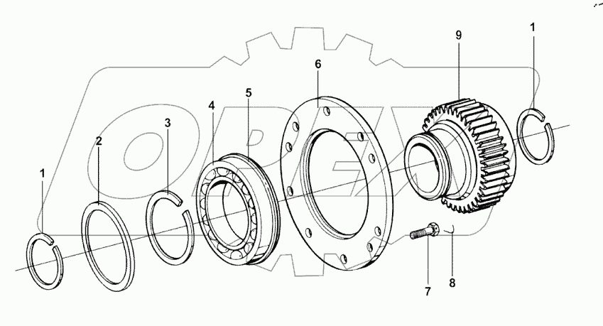  Auxiliary box drive gear assembly