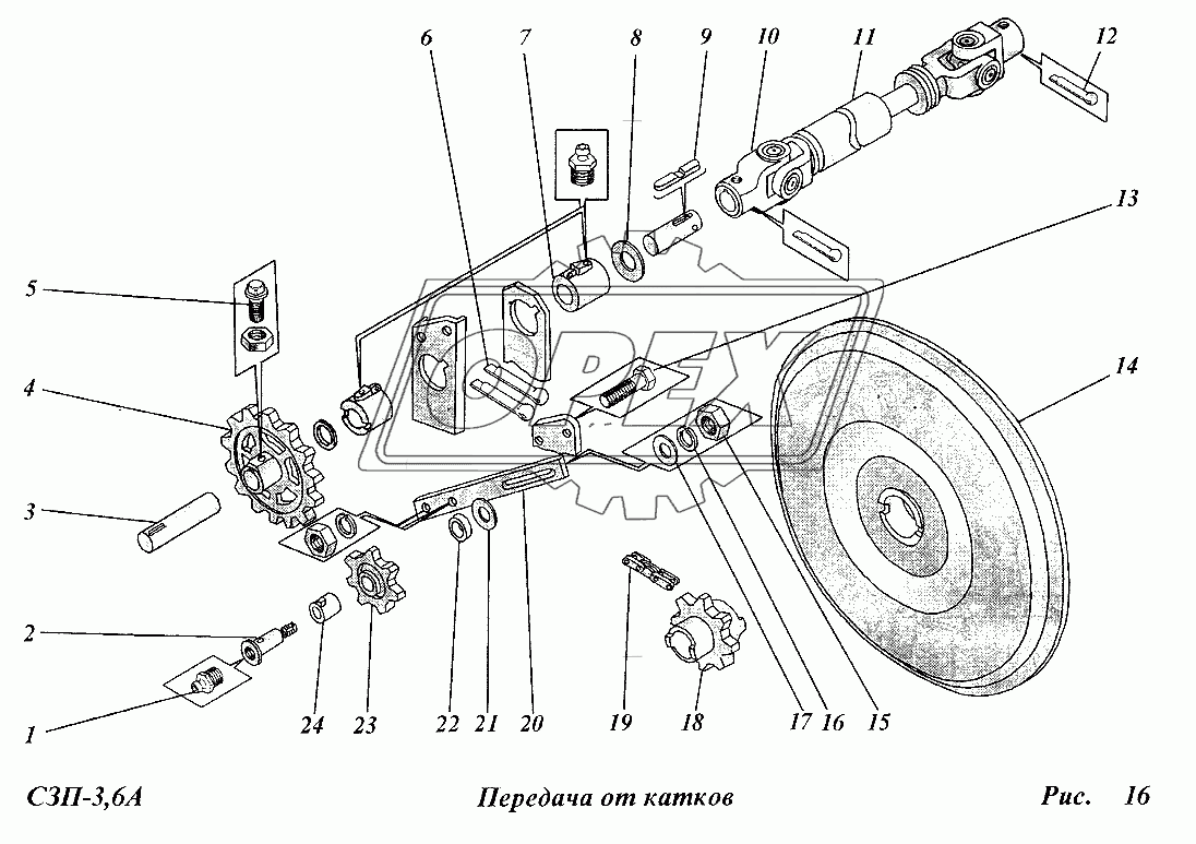 Передача от катков