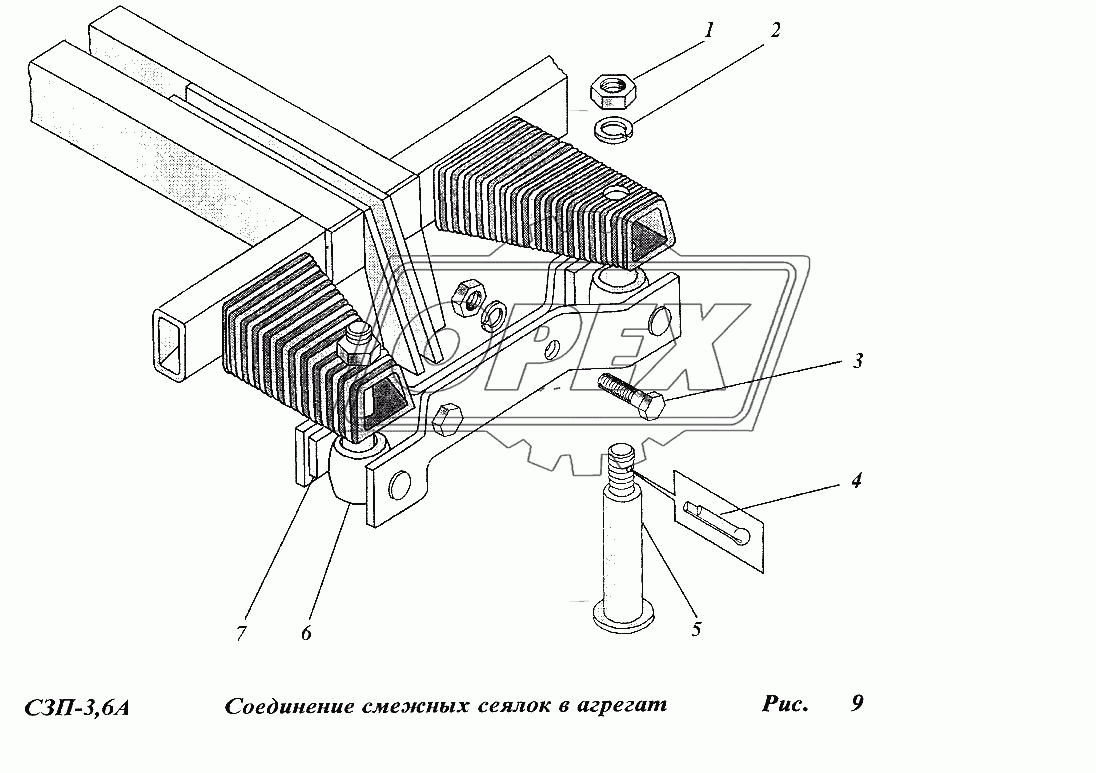 Соединение смежных сеялок в агрегат