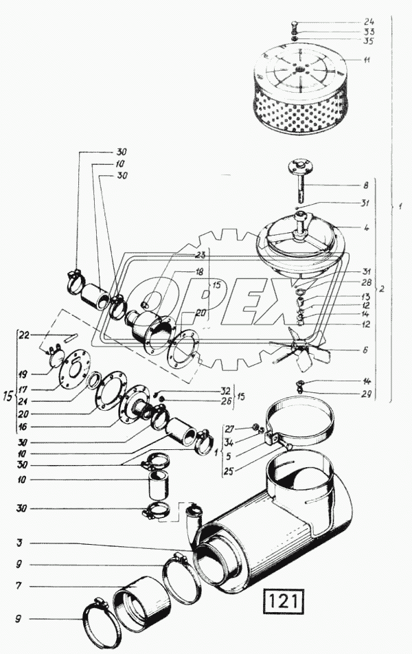 Воздухозаборник и клапан эжектора СМД-21, -22, 22А, 23, 23.01, 23.02, 24, 24.01, 24.02