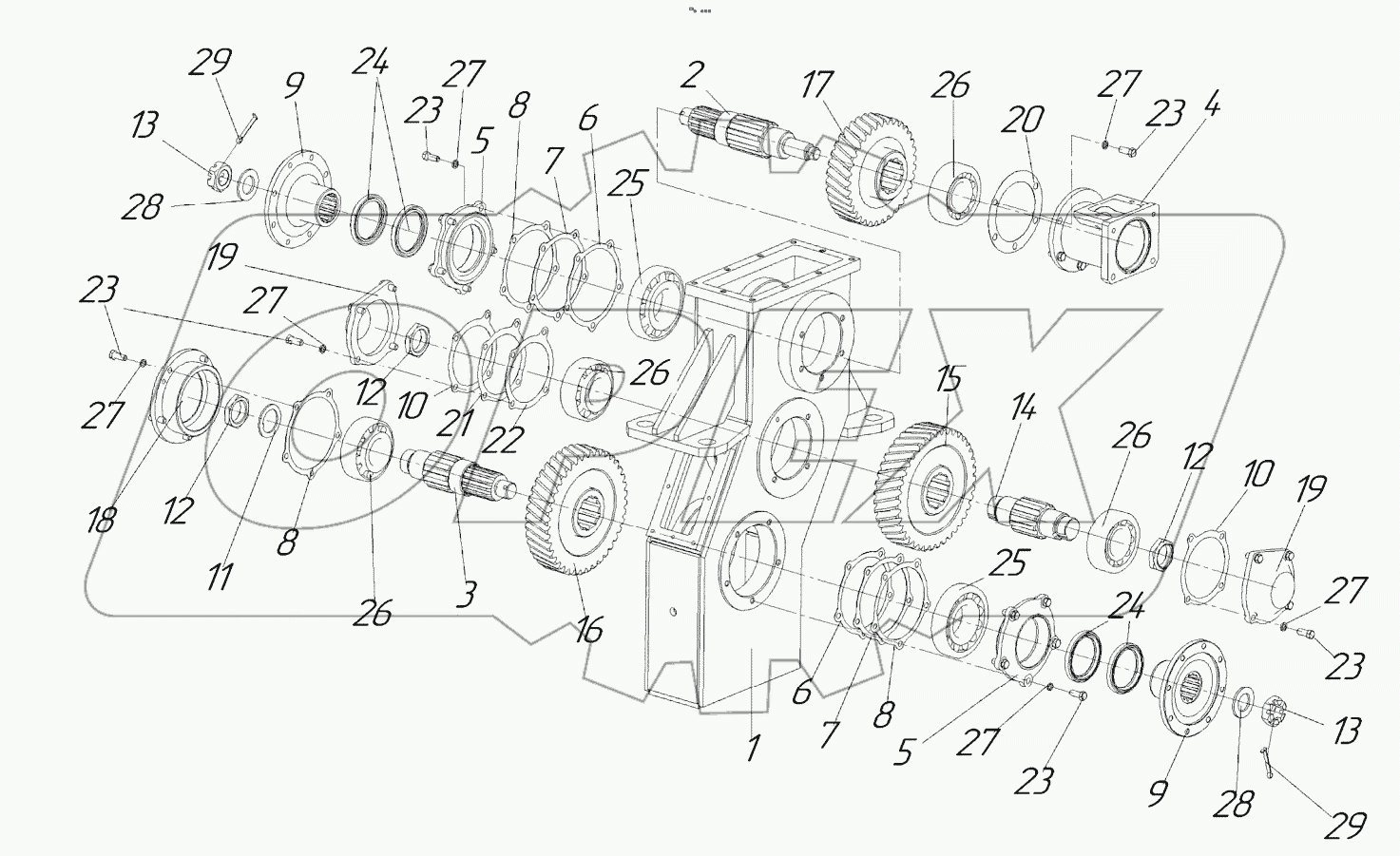  Редуктор промежуточный. Установка валов