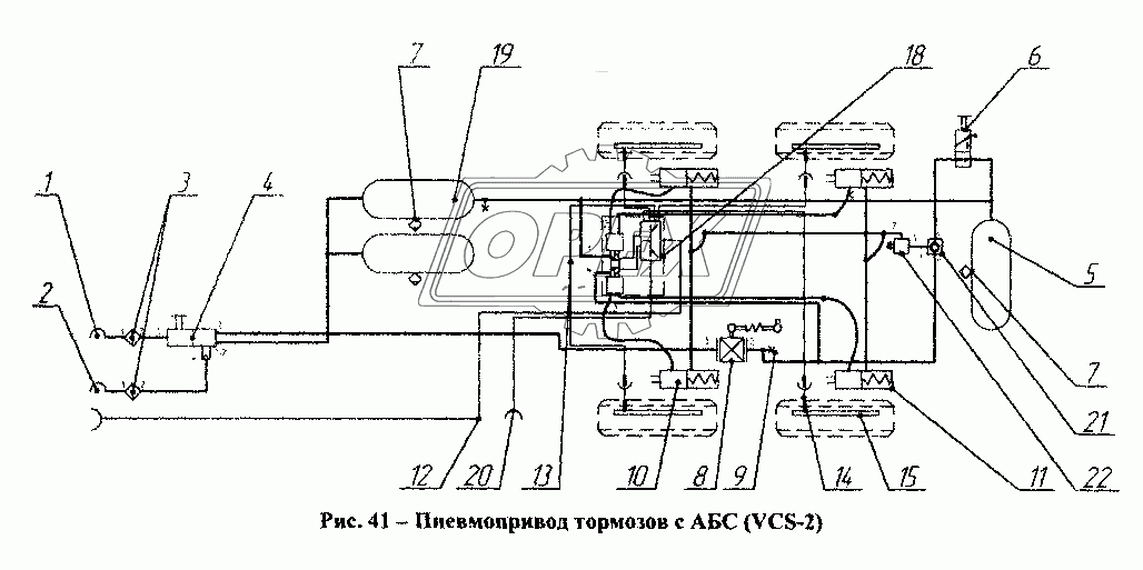 Пневмопривод тормозов с АБС (VCS-2)