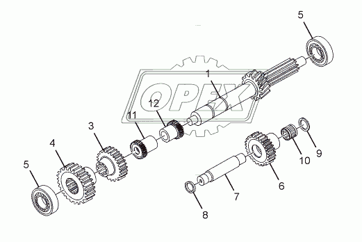 COUNTER SHAFT, GEARS AND REVERSE IDLER