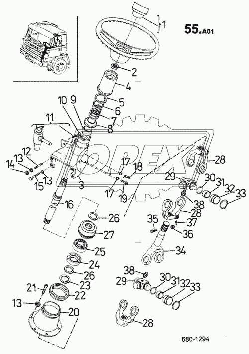 Часть механизма рулевого управления в кабине (680) 1