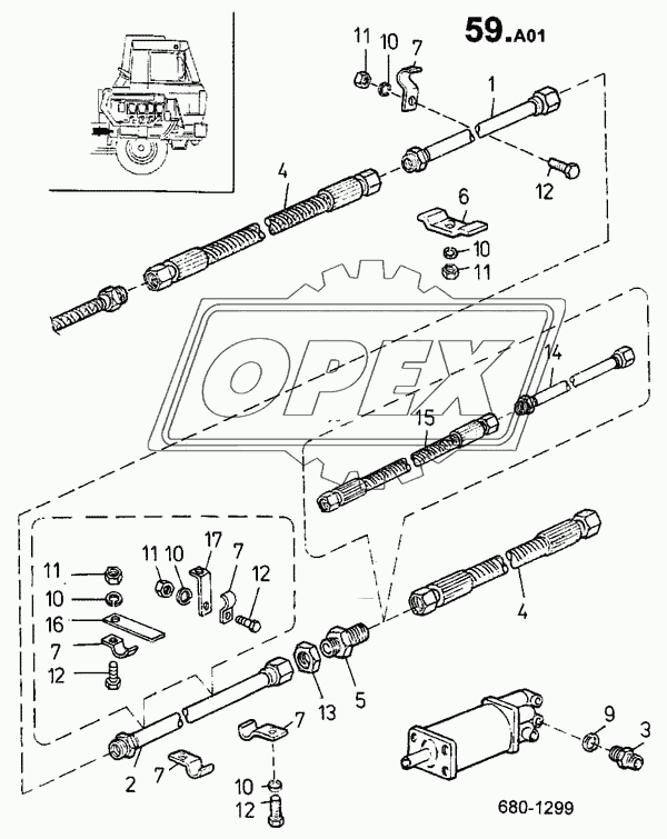 Механизм управления сцеплением на шасси (680)