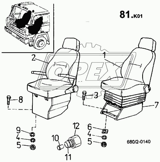 Сиденье водителя, сиденье пассажира (680/2)