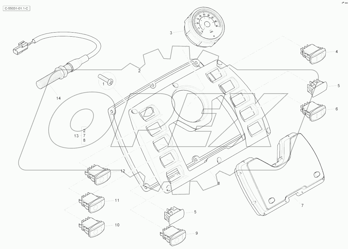 Front Console - with Speedometer Synchro