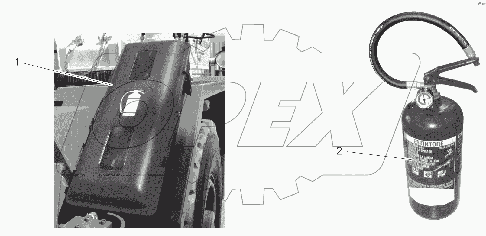  Fire extinguisher and box