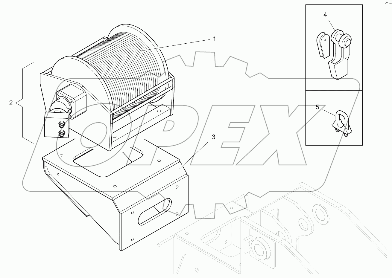  Auxiliary winch and rope