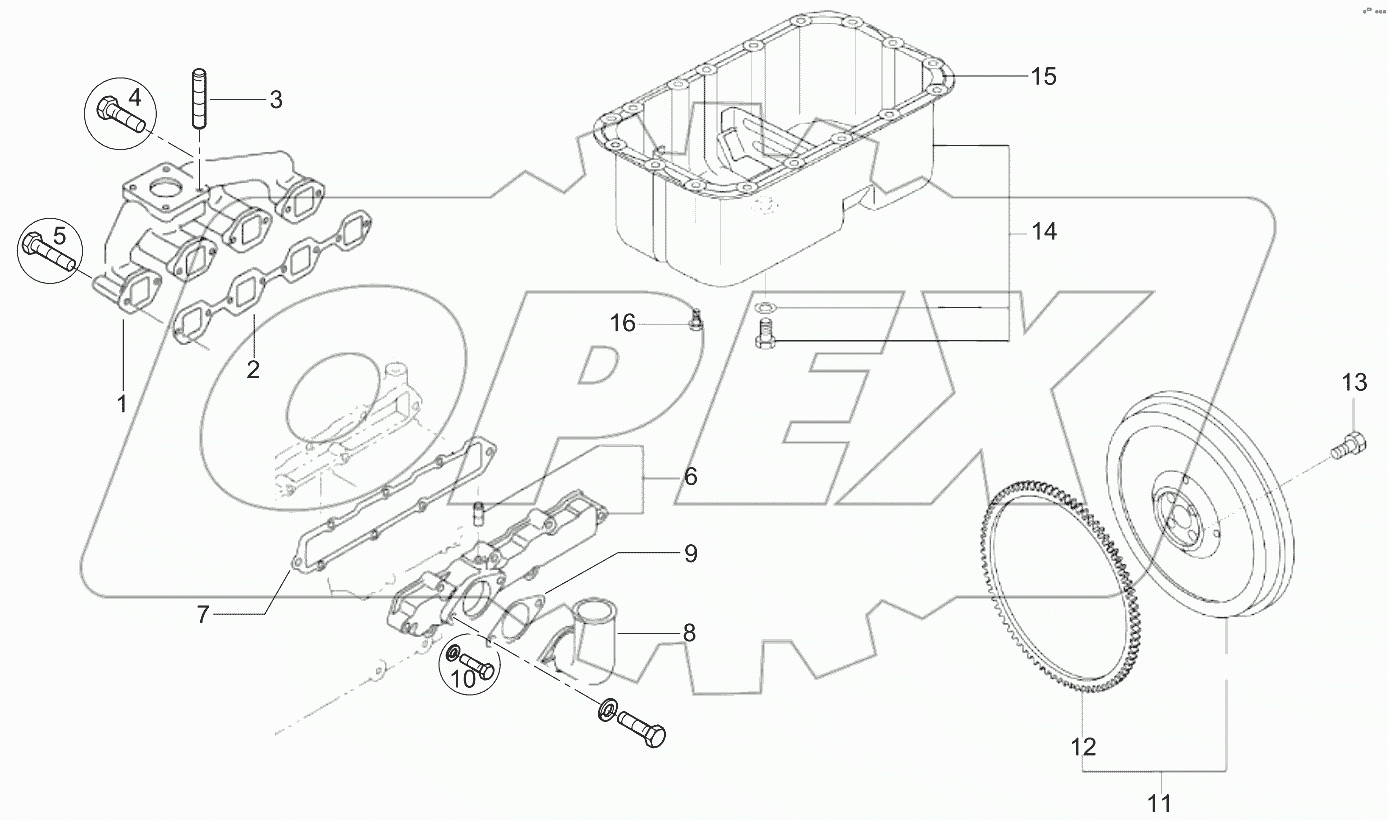  Engine-Exhaust, Inlet, Oil Pan, Flywheel