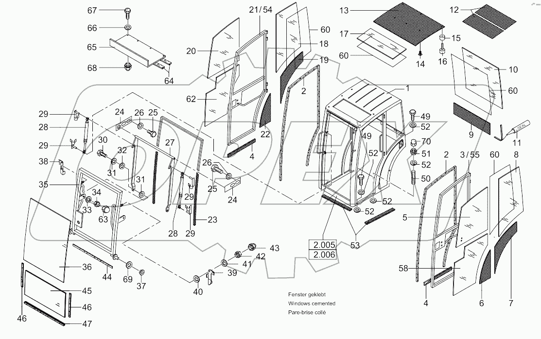  Operator,S Cab - Glasses, Mounting Parts