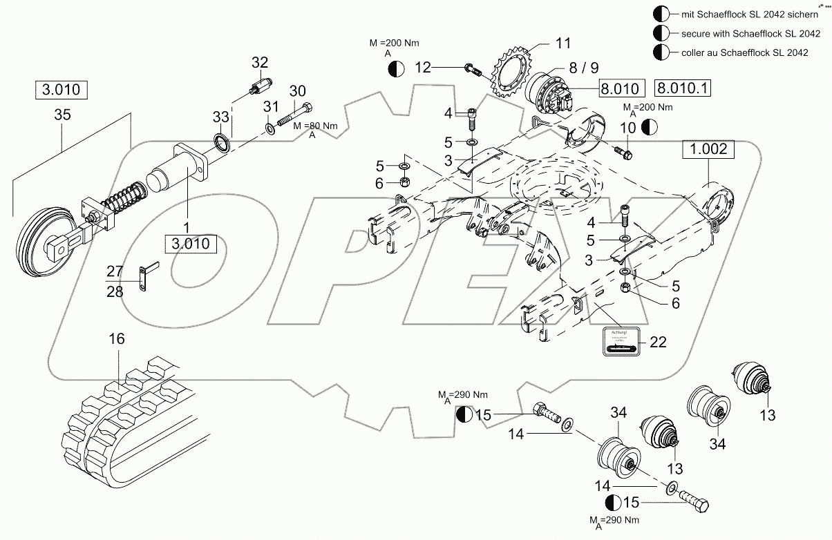  Undercarriage, Travel Drive, Rubber Crawler Chain