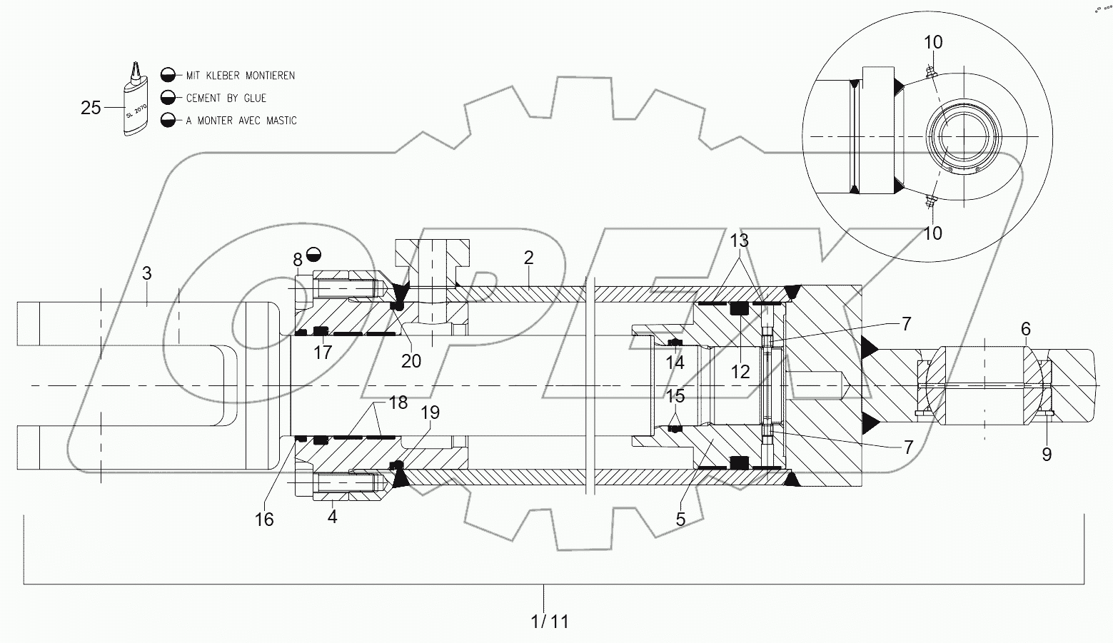  HYDRAULIC CYLINDER - LIFTING FRAME LEFT >TL04500112