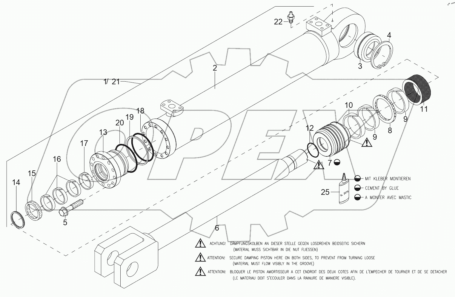  HYDRAULIC CYLINDER - DUMPING LEFT Z110/70