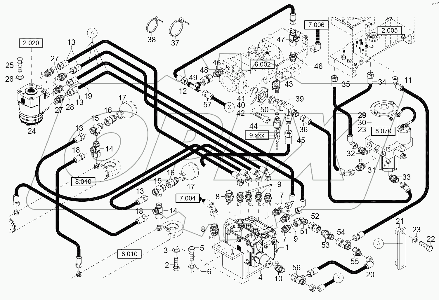  HYDRAULIC INSTALLATION - STEERING - DANFOSS-SYSTEM