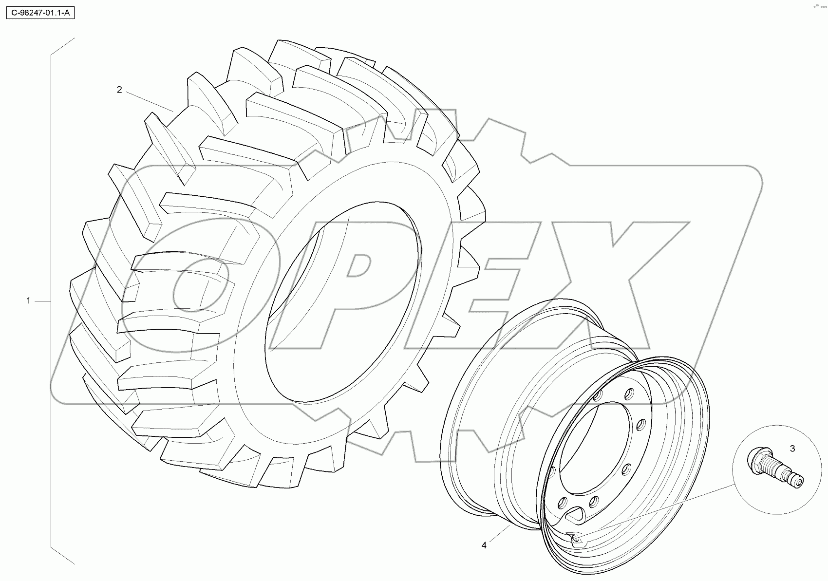  4067 98247 Spare Wheel - Front - Yellow