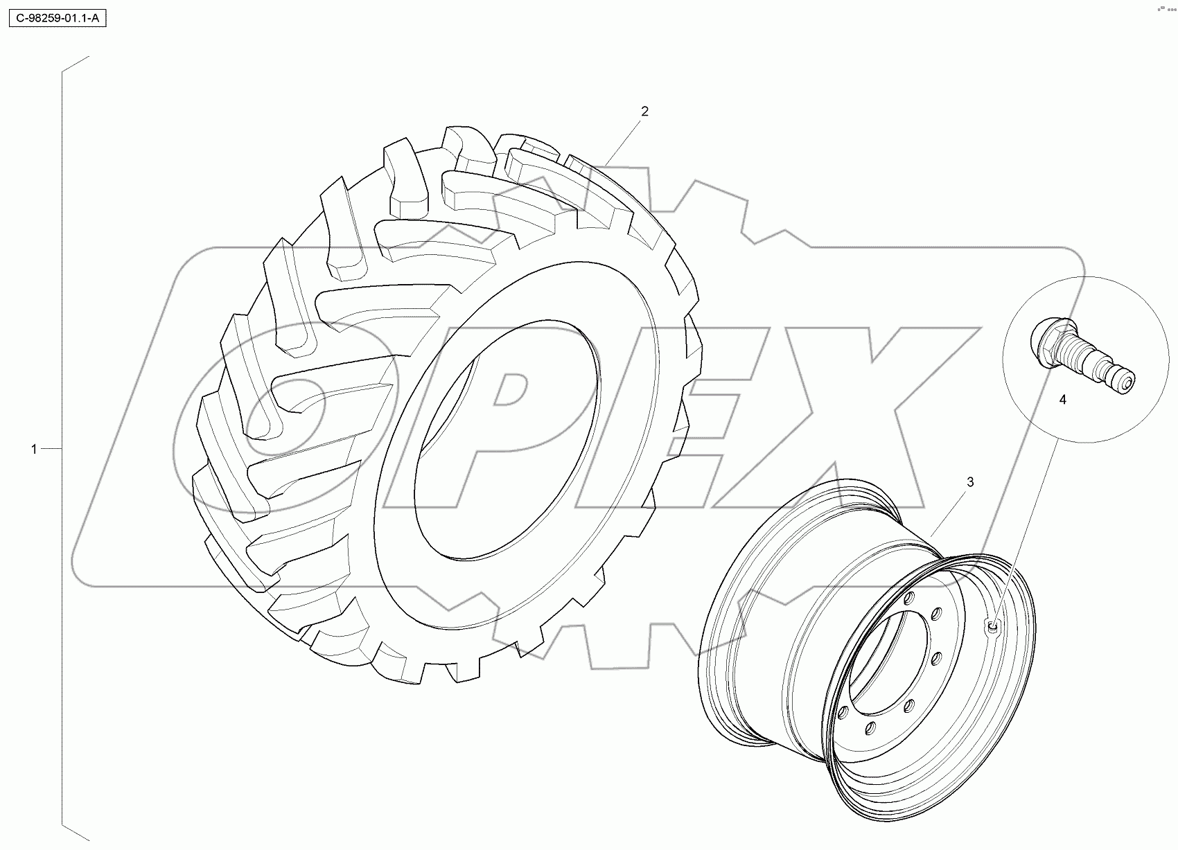  4067 98259 Spare Wheel - Front - Yellow