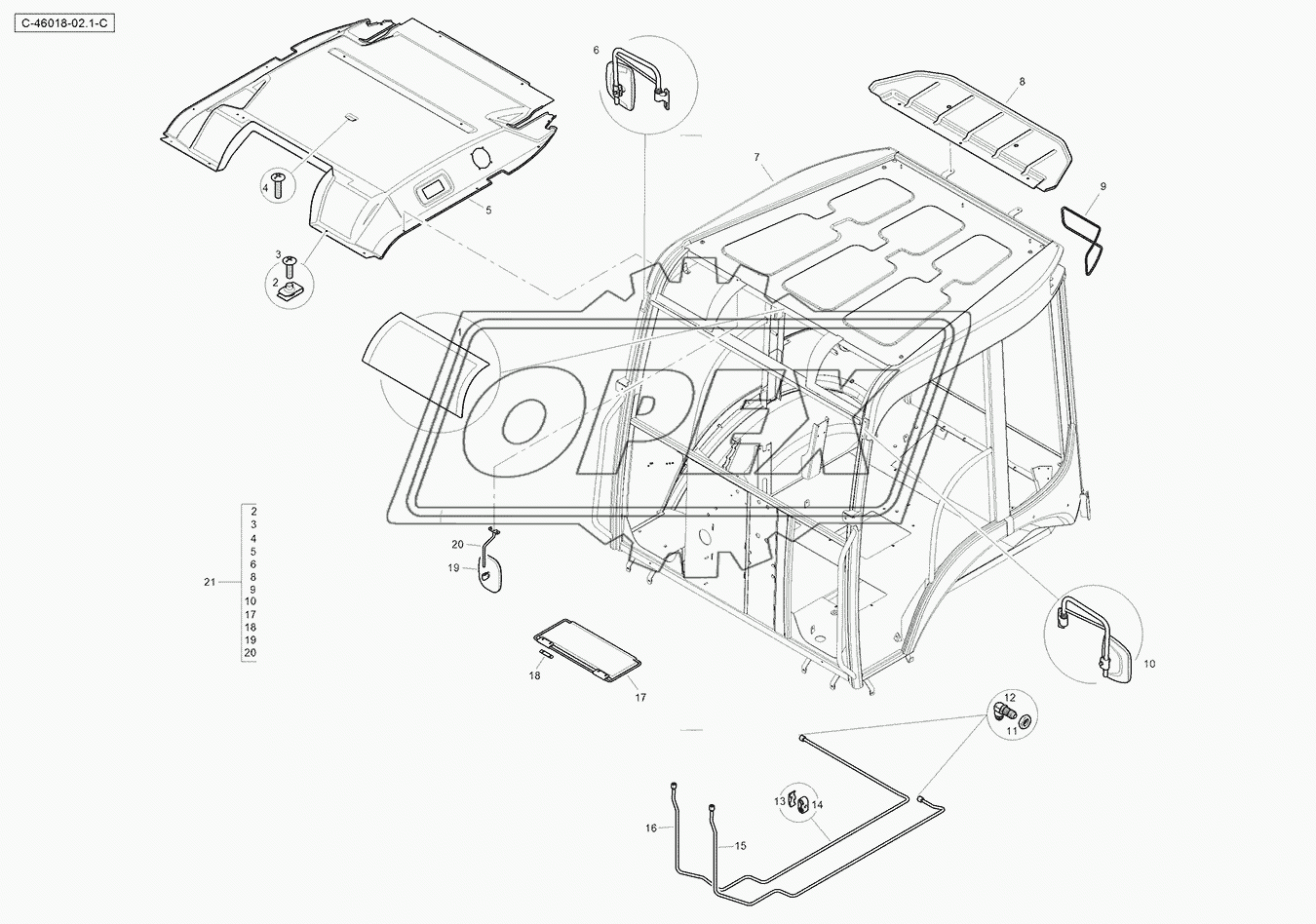 Cab - without windscreen - Structure