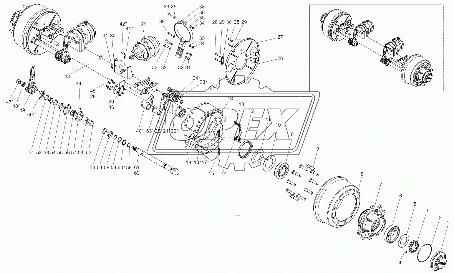 Ось с тормозами 9523-2410016-10