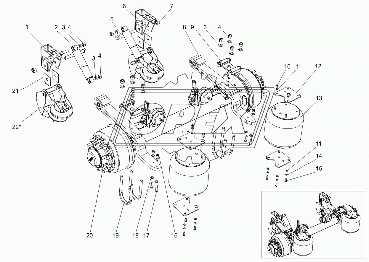 Ось с рессорами 9523-2410011