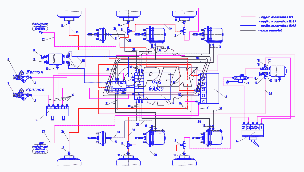 Схема пневматическая WABCO