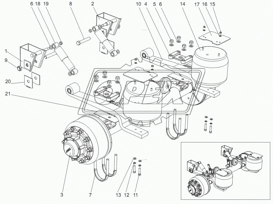 Ось с рессорами 9746-2410009