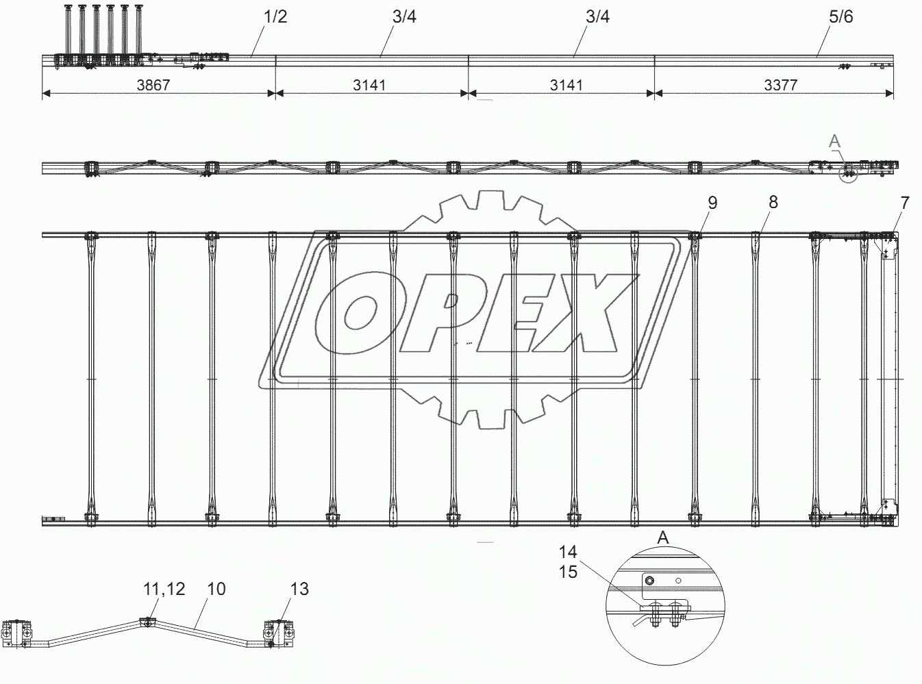 Комплект сдвижной крыши TSE, 13,6м