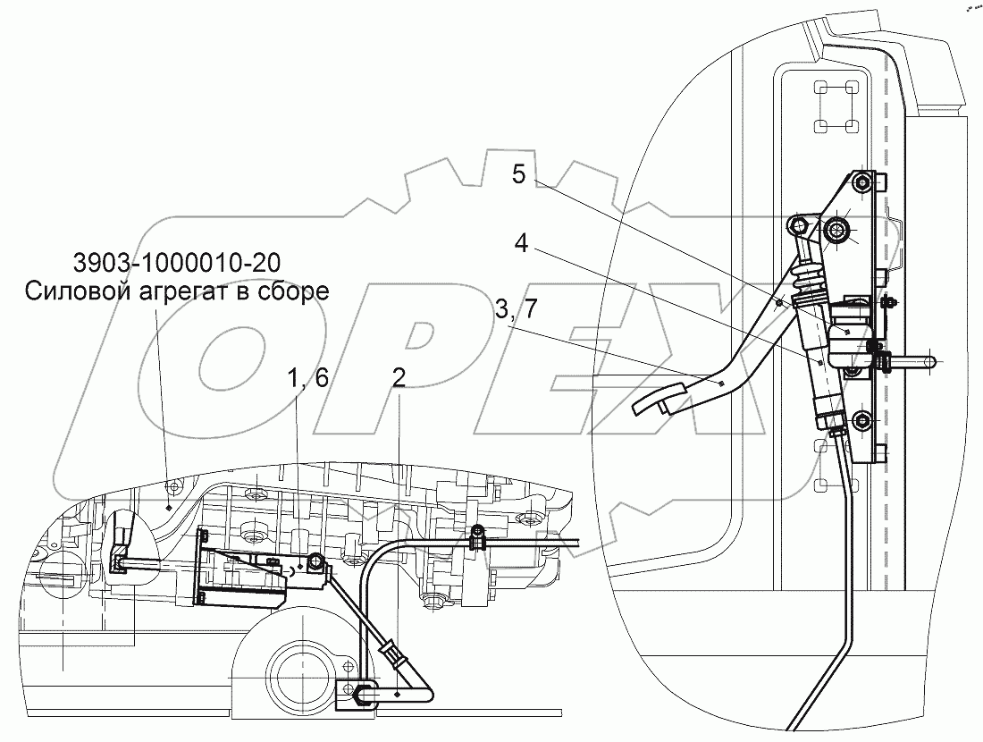  Привод сцепления без пневмогидроусилителя