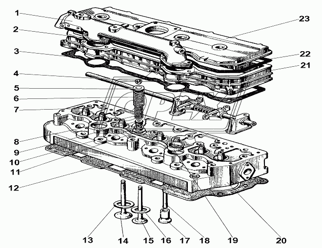Головка блока цилиндров. Клапаны и толкатели клапанов
