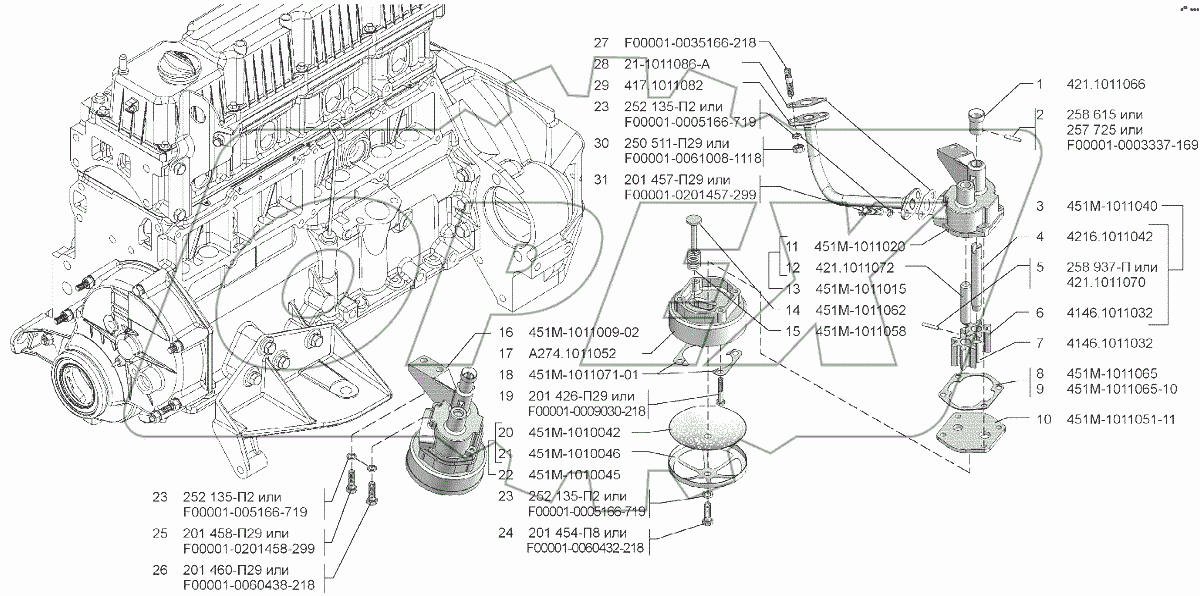  Маслоприемник и масляный насос