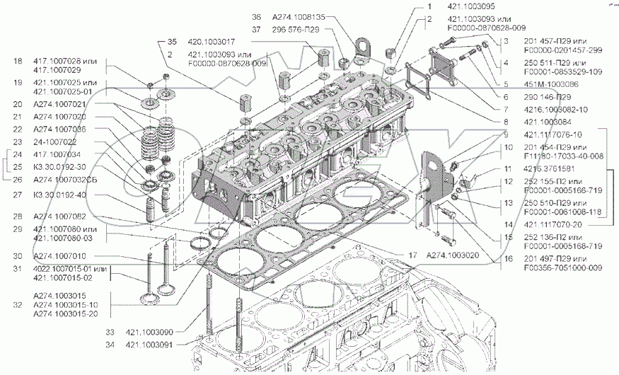 Головка блока цилиндров с клапанами