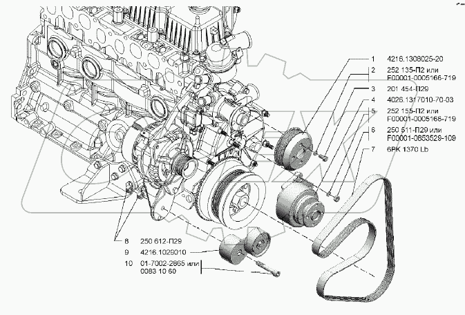  Привод водяного насоса и вентилятора